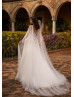 Beaded Ivory Lace Tulle Sexy Luxurious Wedding Dress